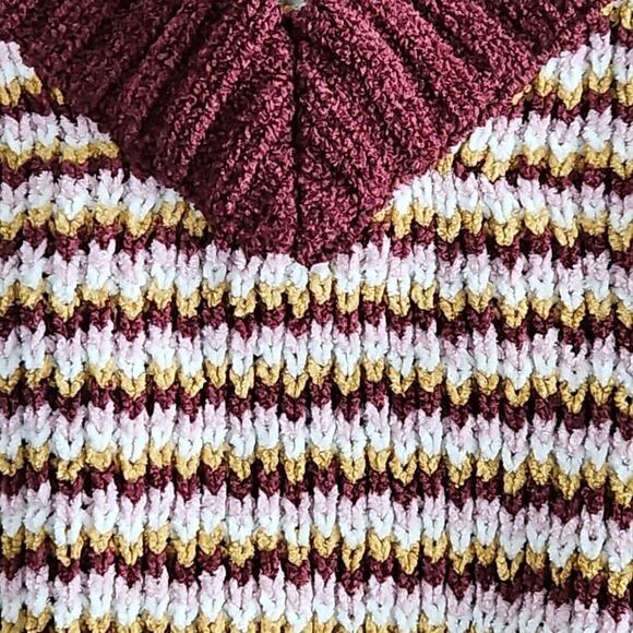 Pink Rose Women's Size Large Brown Striped V Neck Cropped Pullover Sweater NWT - Picture 9 of 13